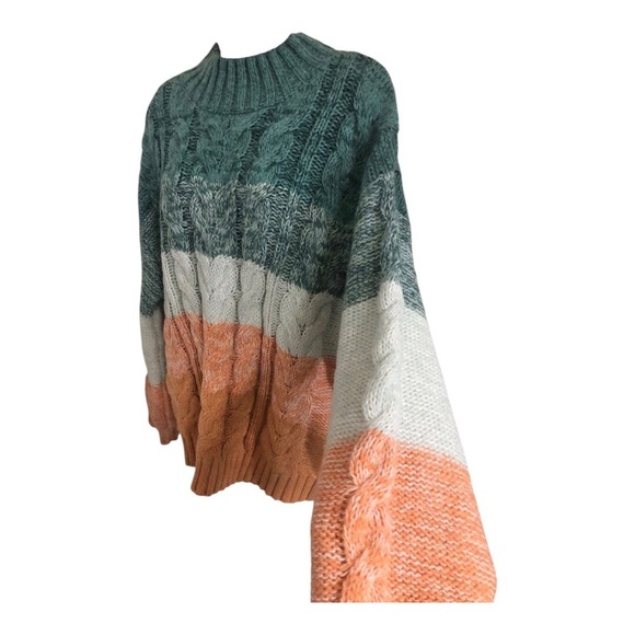 altar’d‎ state green orange ombre chunky knit mock neck sweater size medium new - Picture 12 of 16